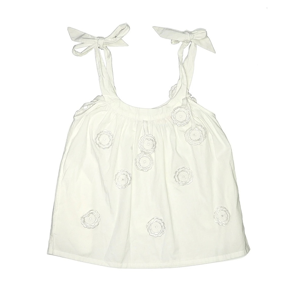 NWOT!! White Sleeveless Top with Floral Accents